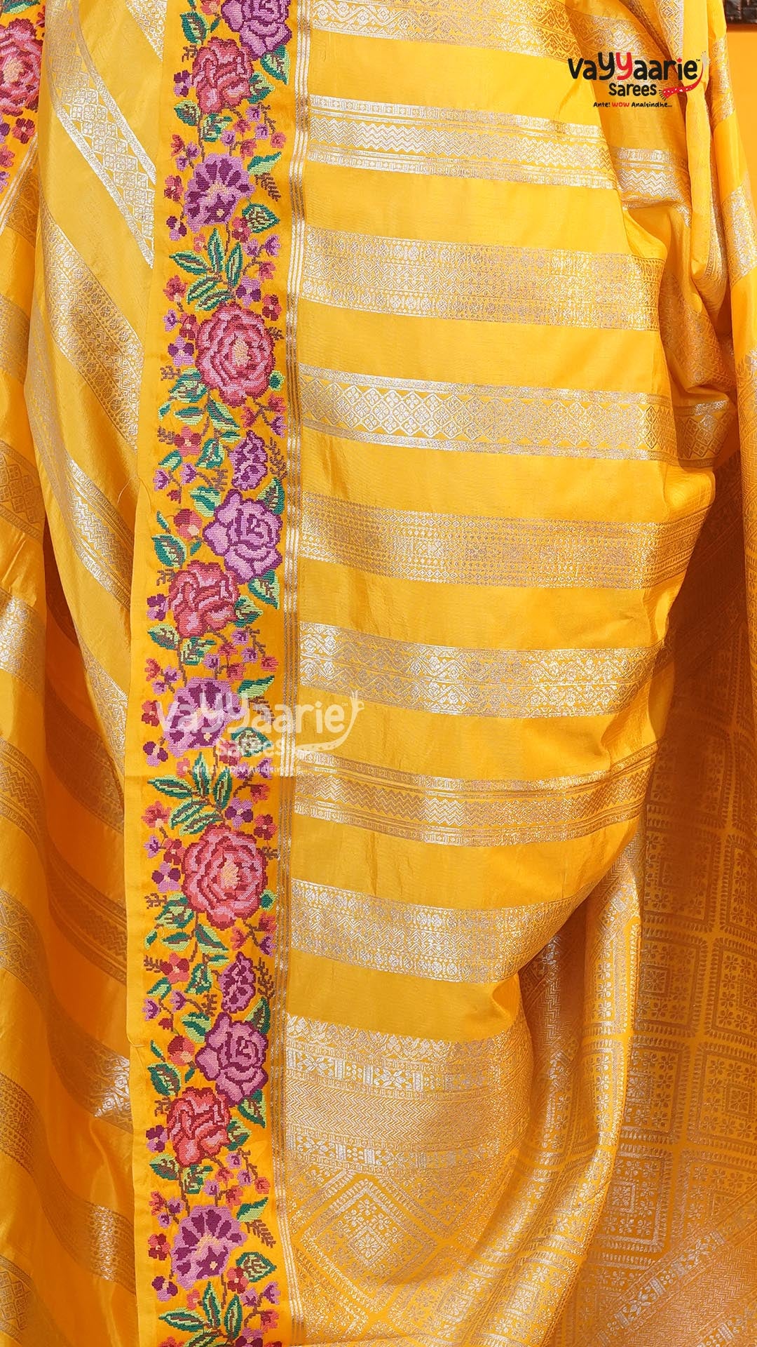 Yellow Fancy Saree | Traditional Ethnic Saree | Vayyaarie Sarees