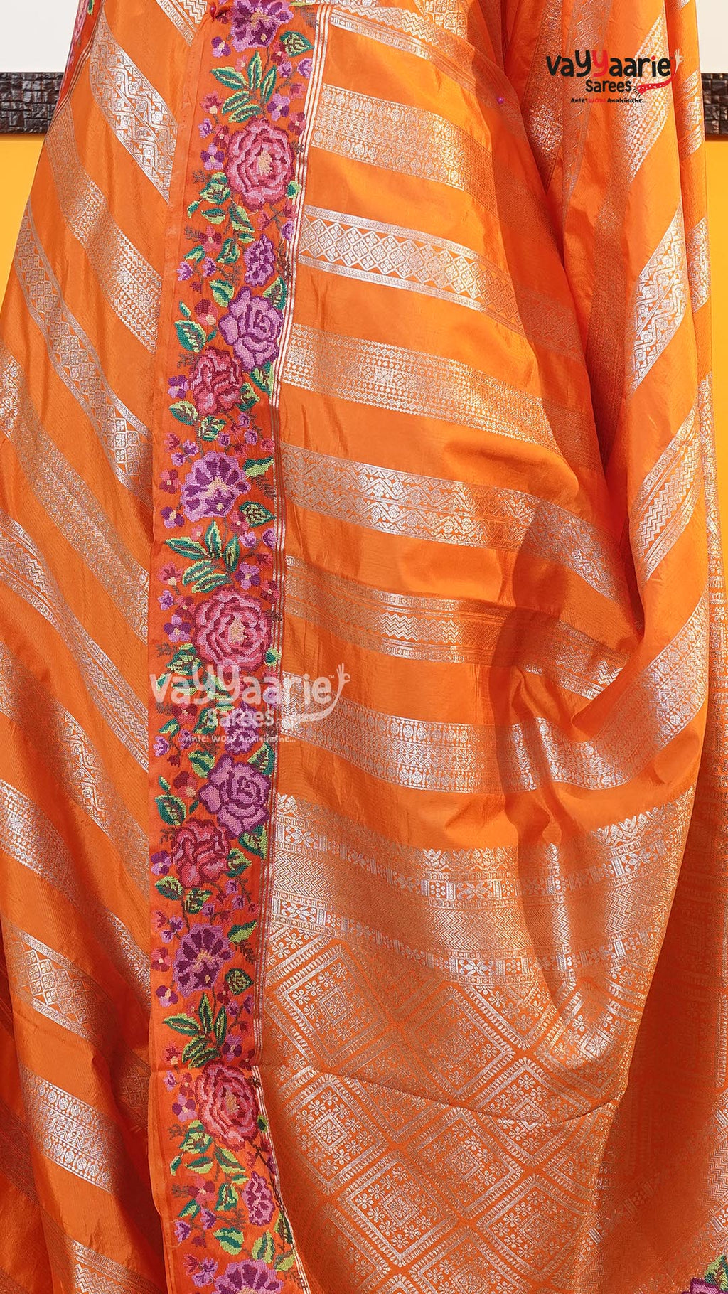 Orange Fancy Saree | Traditional Ethnic Saree | Vayyaarie Sarees