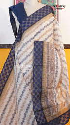 Cream Silk Kota Saree | Classic Handloom Saree | Vayyaarie Sarees