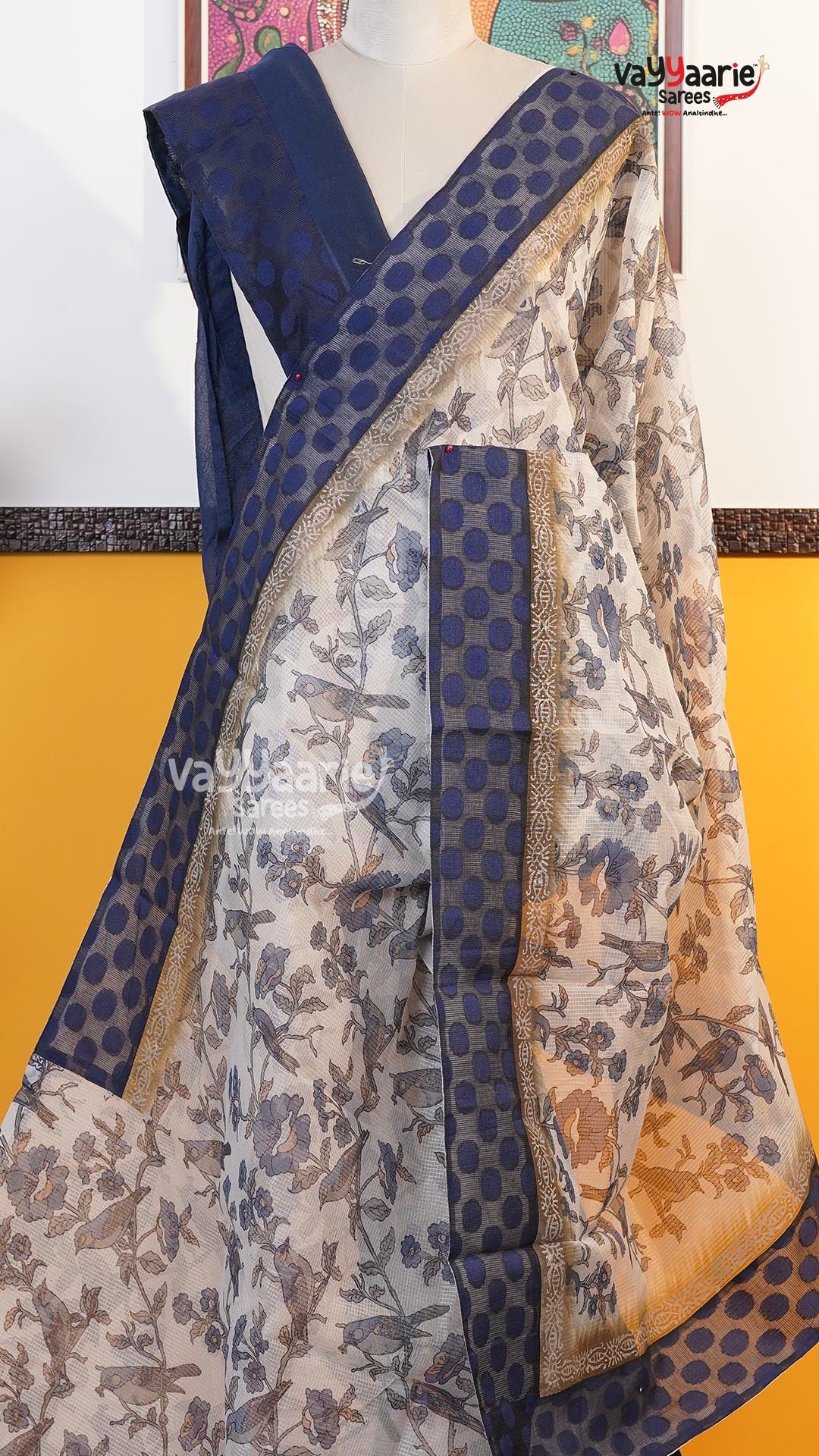 White Silk Kota Saree | Classic Handloom Saree | Vayyaarie Sarees