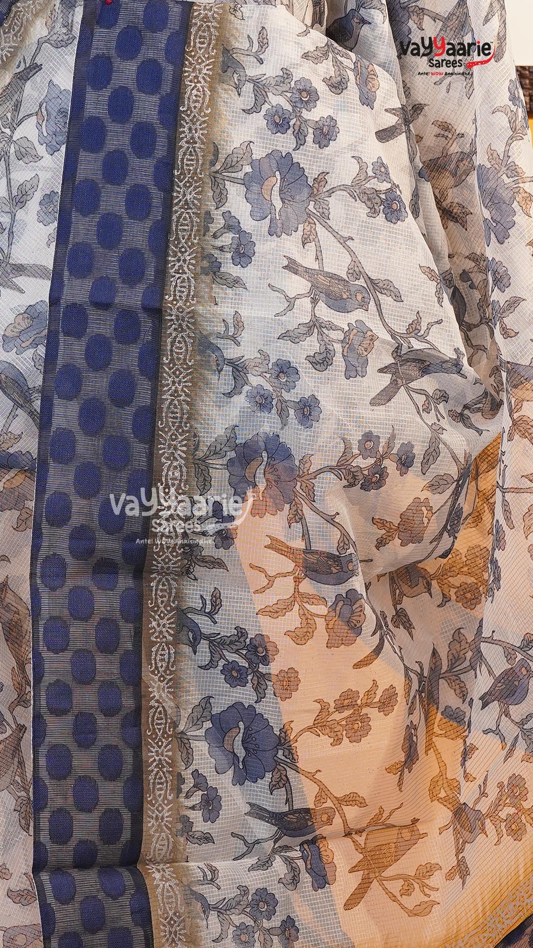 White Silk Kota Saree | Classic Handloom Saree | Vayyaarie Sarees
