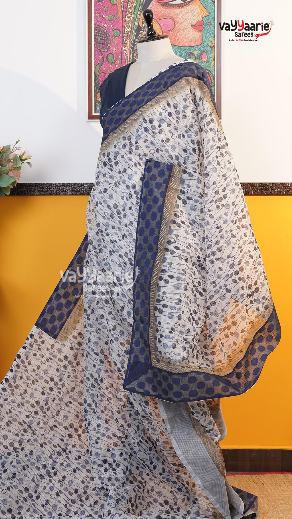 White Silk Kota Saree | Classic Handloom Saree | Vayyaarie Sarees