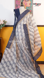White Silk Kota Saree | Classic Handloom Saree | Vayyaarie Sarees