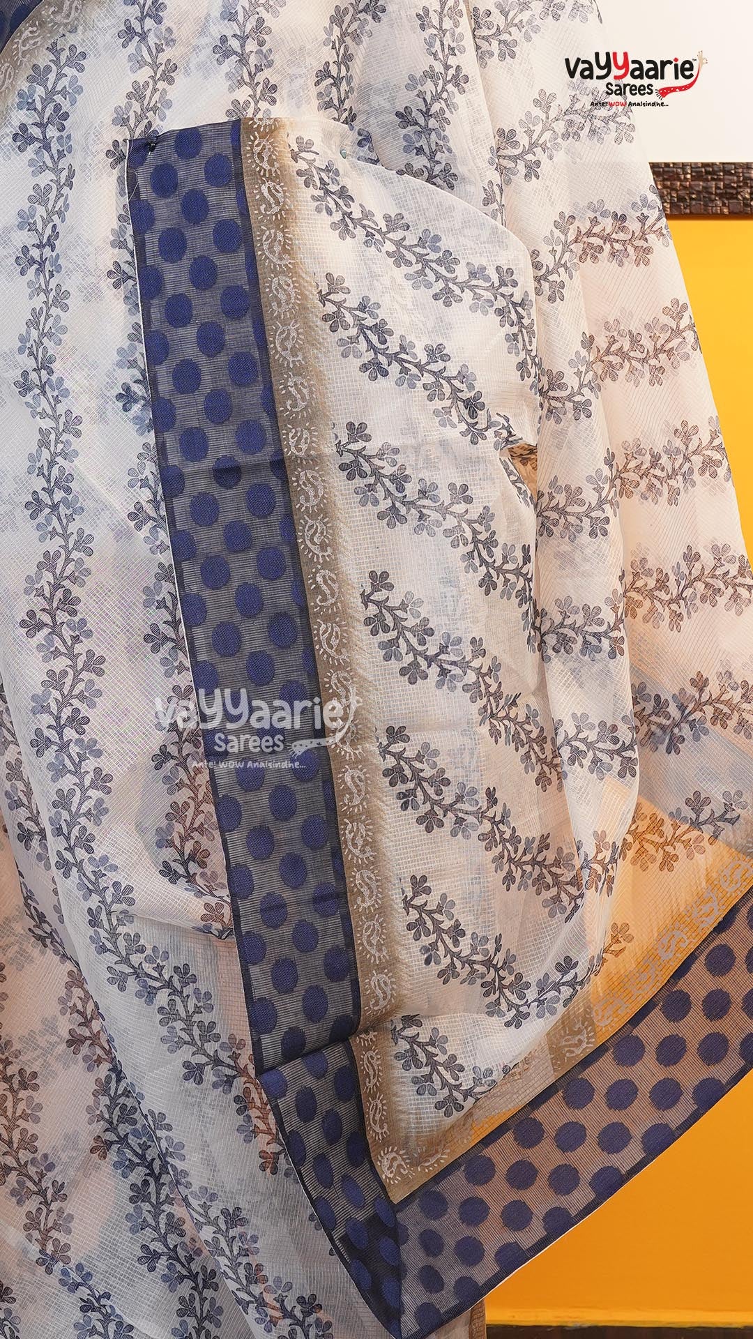White Silk Kota Saree | Classic Handloom Saree | Vayyaarie Sarees