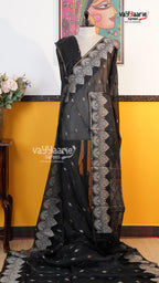Black Fancy Kota Saree | Classic Handloom Saree | Vayyaarie Sarees