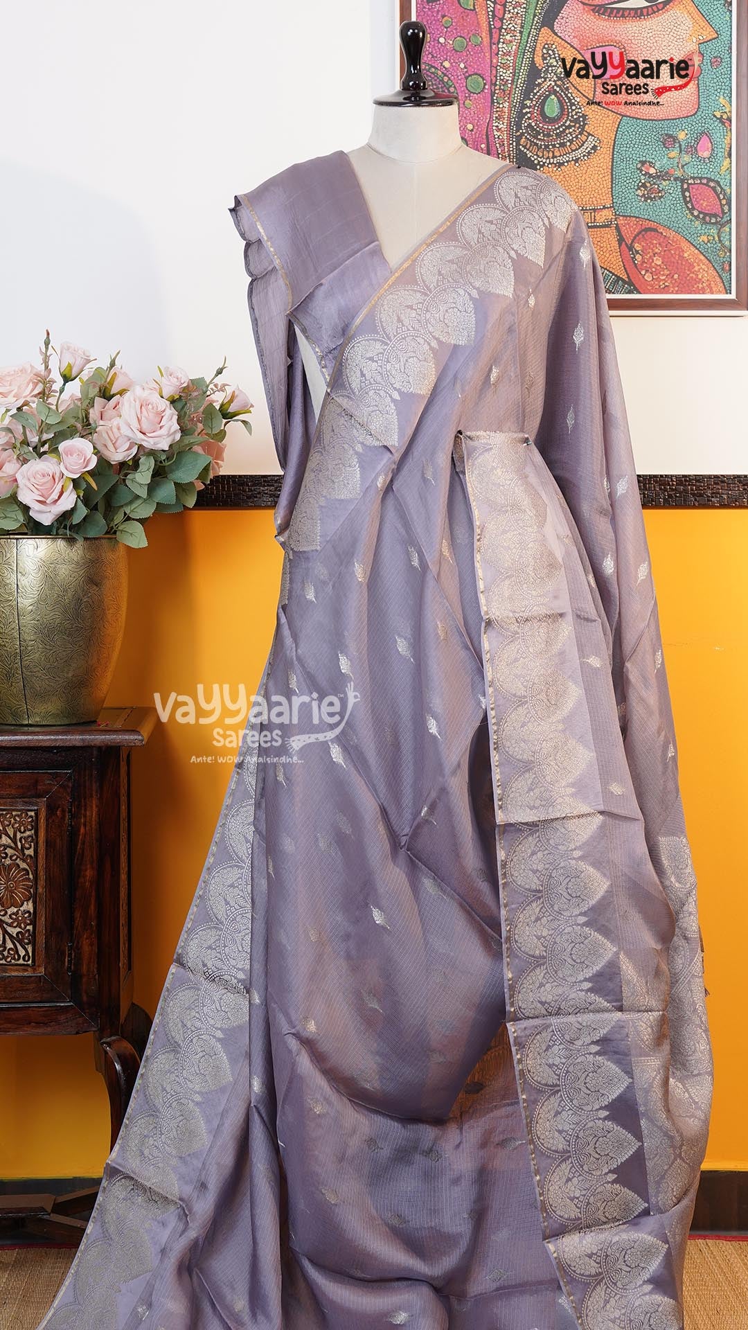 Purple Fancy Kota Saree | Classic Handloom Saree | Vayyaarie Sarees