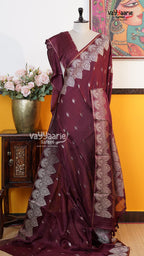 Wine Fancy Kota Saree | Classic Handloom Saree | Vayyaarie Sarees