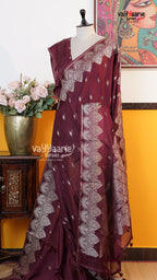 Wine Fancy Kota Saree | Classic Handloom Saree | Vayyaarie Sarees
