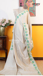 Cream Tusser Saree | Fancy Ethnic Wear Saree | Vayyaarie Sarees