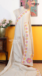 Cream Tusser Saree | Fancy Ethnic Wear Saree | Vayyaarie Sarees