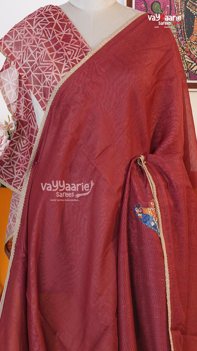 Maroon Fancy Saree | Classic Handloom Saree | Vayyaarie Sarees Main Image