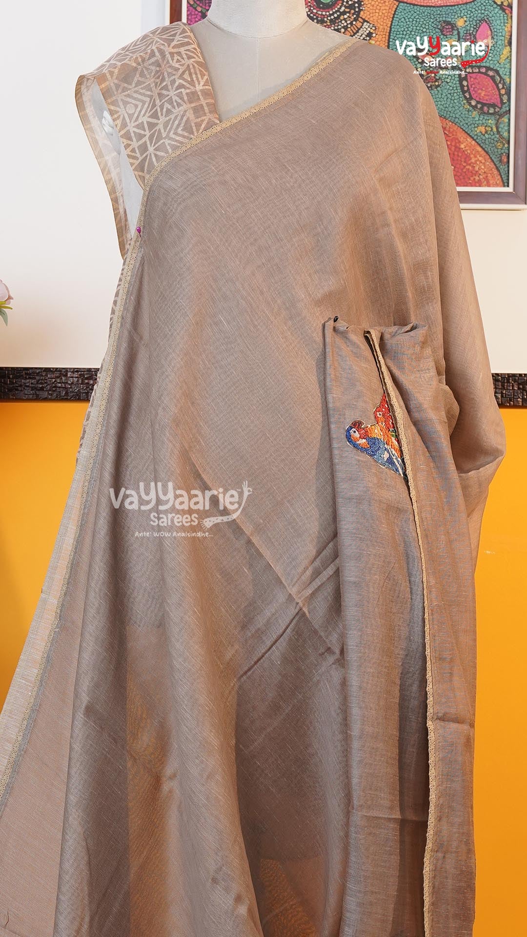 Biscuit Fancy Saree | Classic Handloom Saree | Vayyaarie Sarees