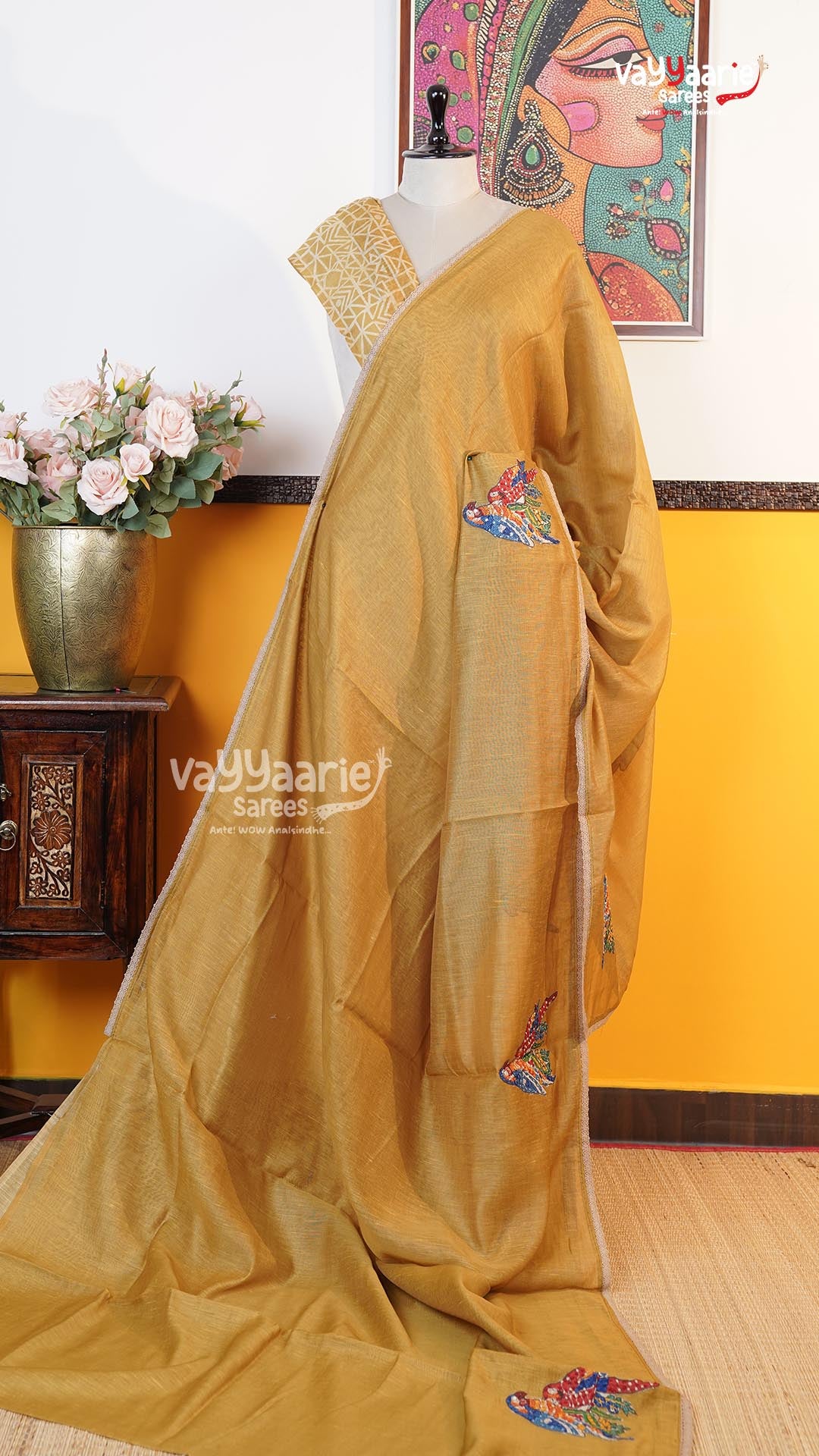 Gold Fancy Saree | Classic Handloom Saree | Vayyaarie Sarees