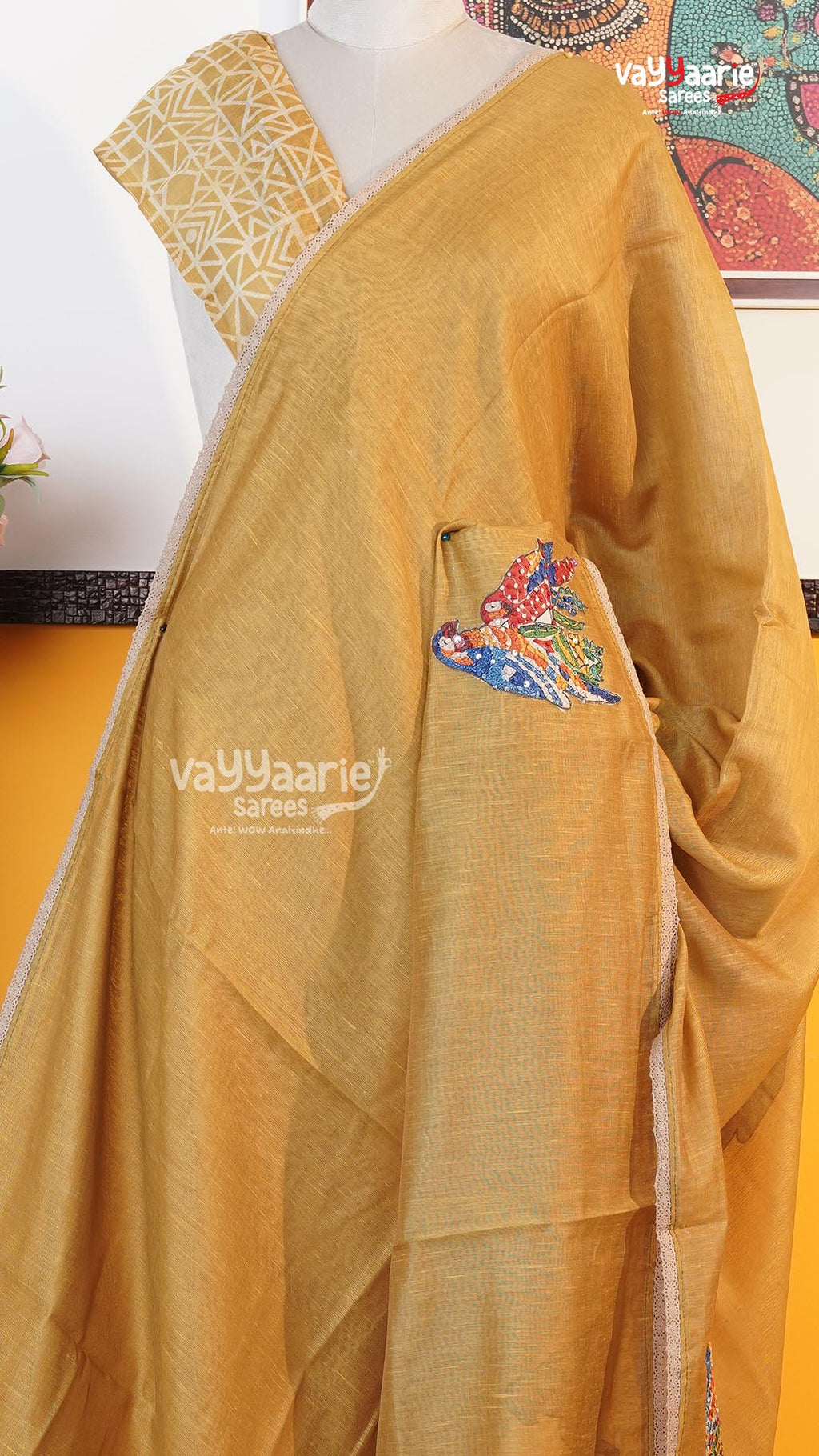 Gold Fancy Saree | Classic Handloom Saree | Vayyaarie Sarees