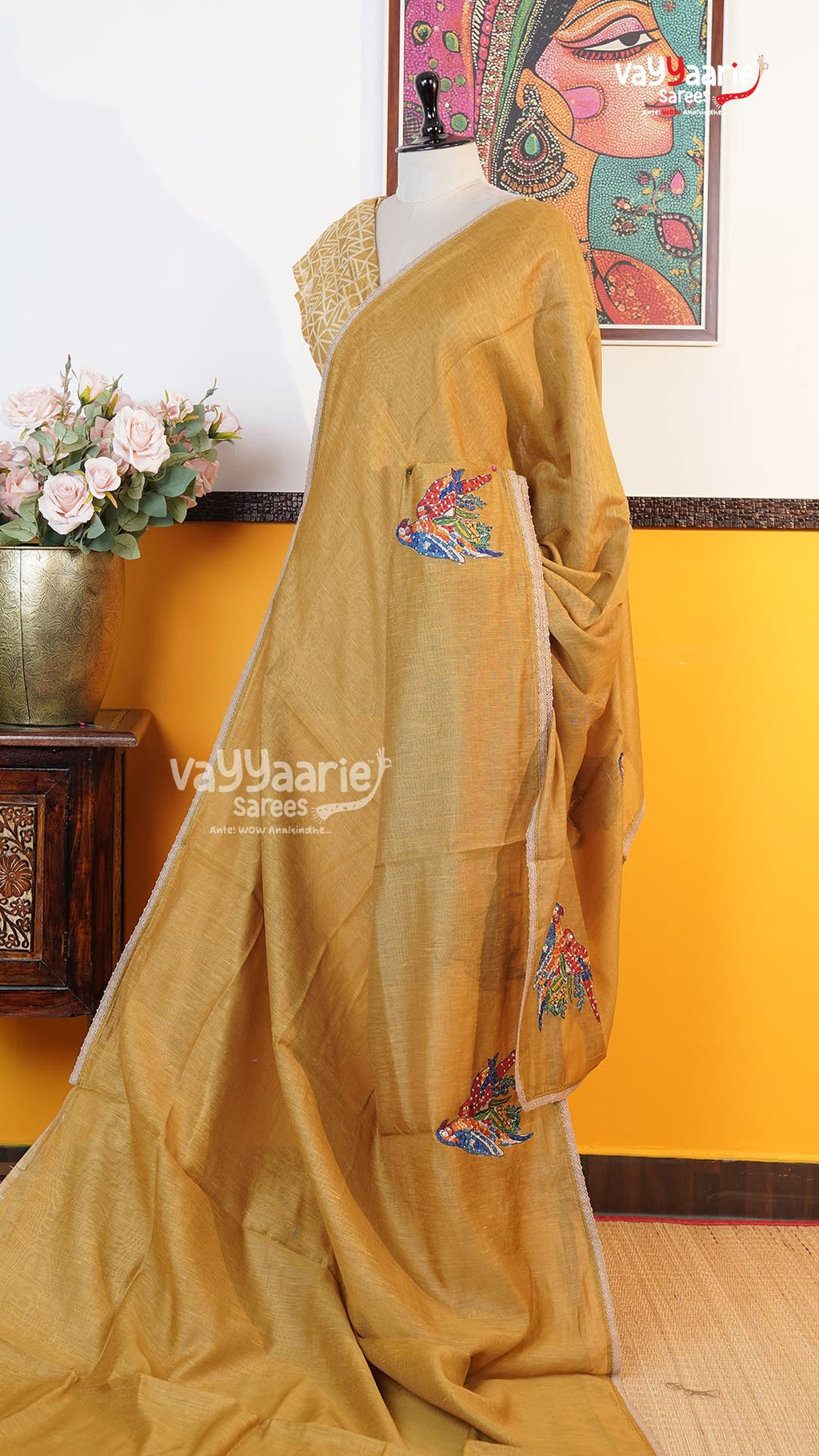 Gold Fancy Saree | Classic Handloom Saree | Vayyaarie Sarees