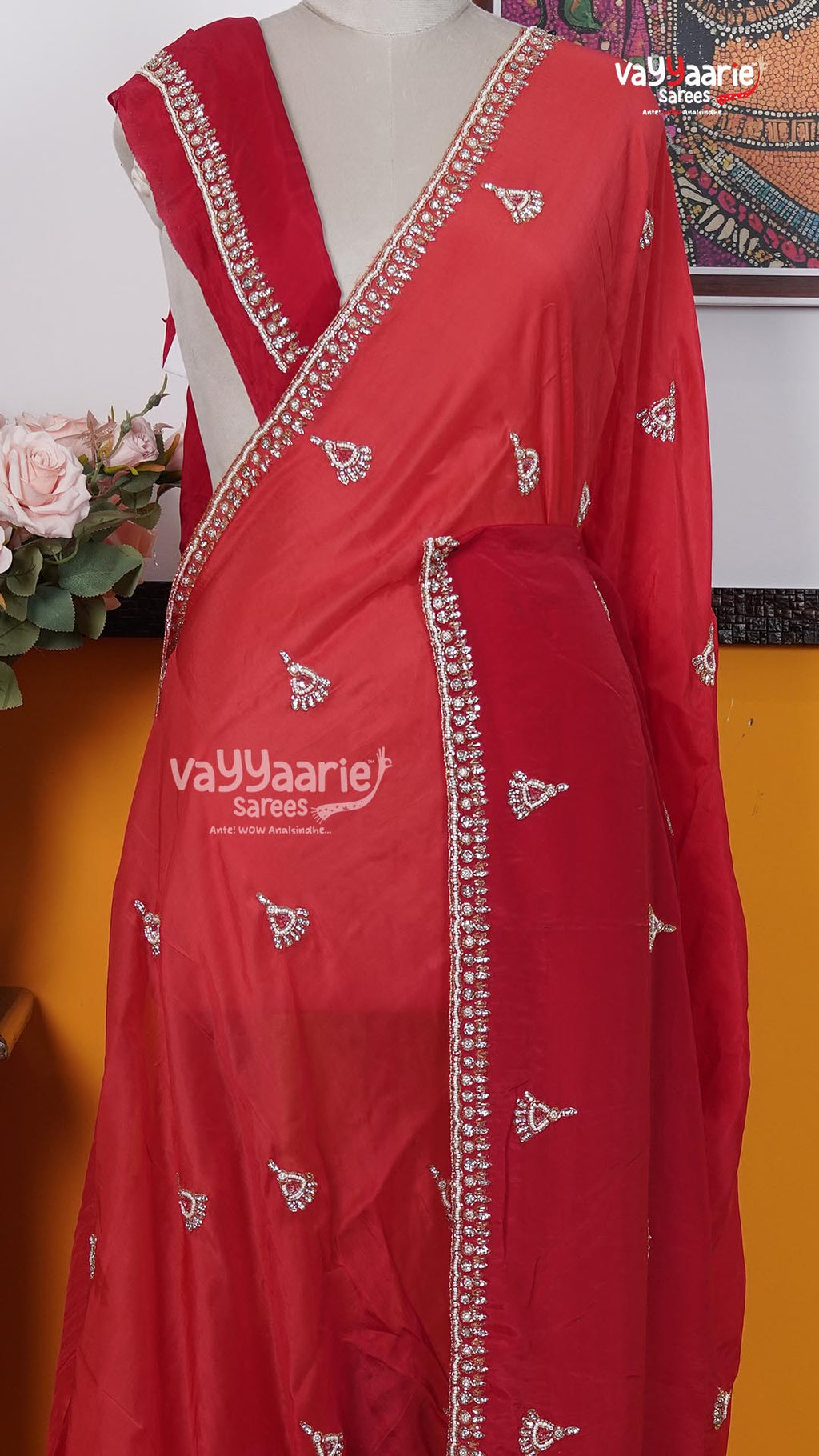Red Fancy Saree | Designer Ethnic Wear Saree | Vayyaarie Sarees
