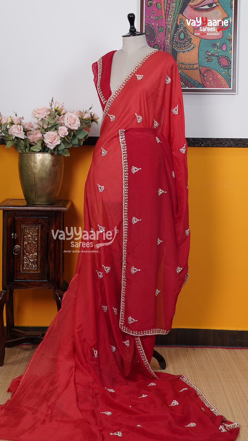 Red Fancy Saree | Designer Ethnic Wear Saree | Vayyaarie Sarees