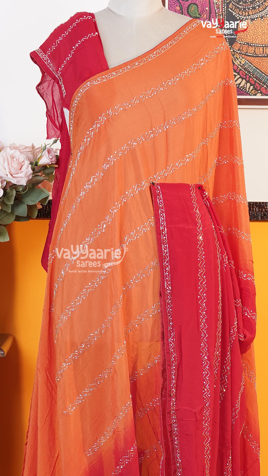 Red Fancy Saree | Designer Ethnic Wear Saree | Vayyaarie Sarees