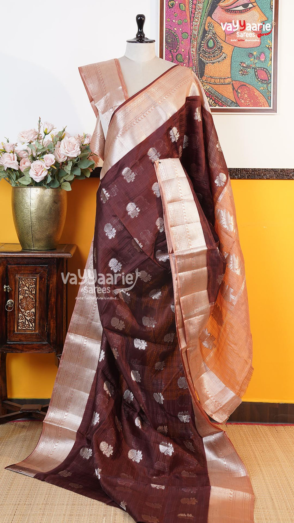 Brown Mushroom Saree | Fancy Ethnic Wear Saree | Vayyaarie Sarees