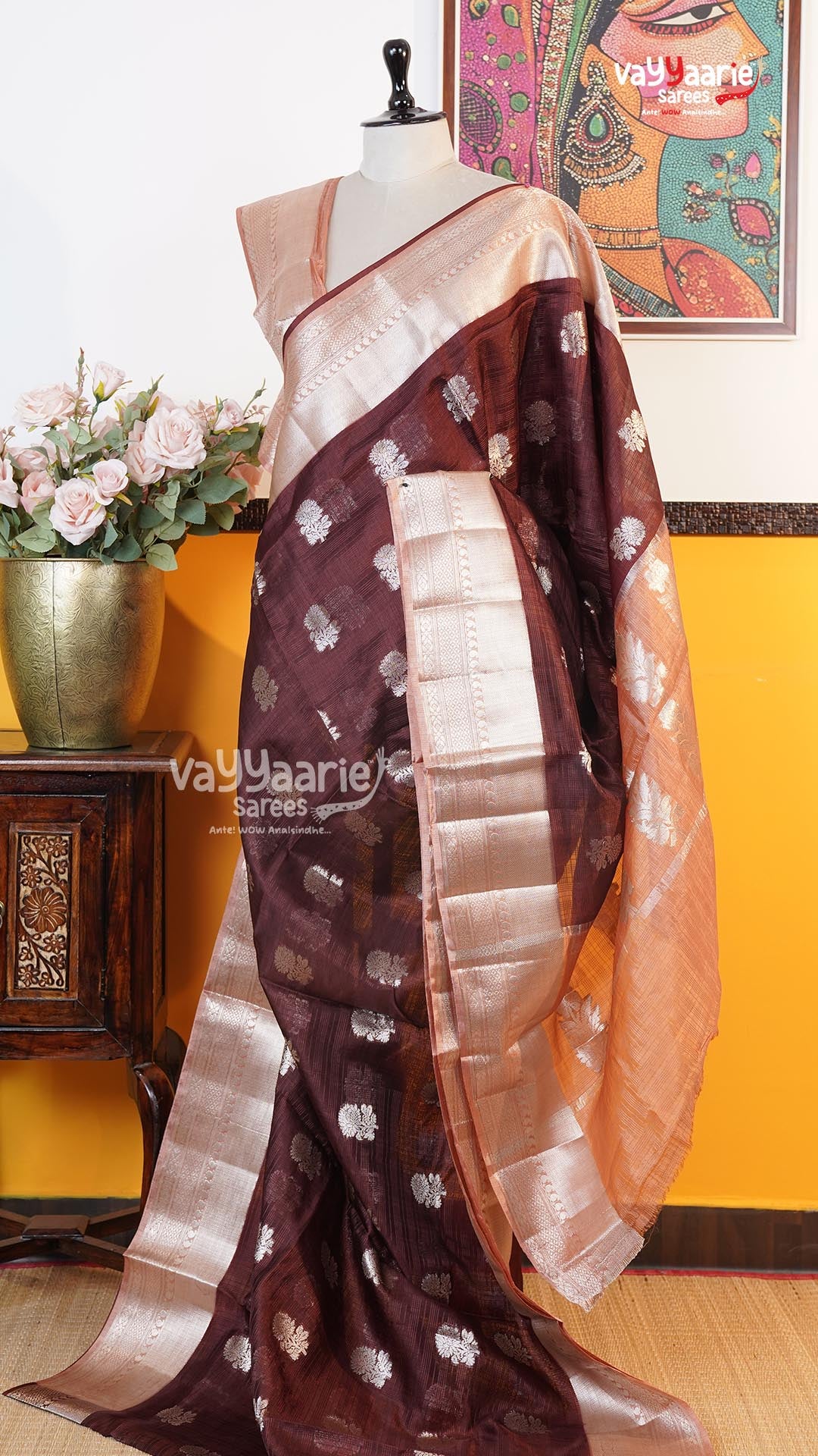 Brown Mushroom Saree | Fancy Ethnic Wear Saree | Vayyaarie Sarees