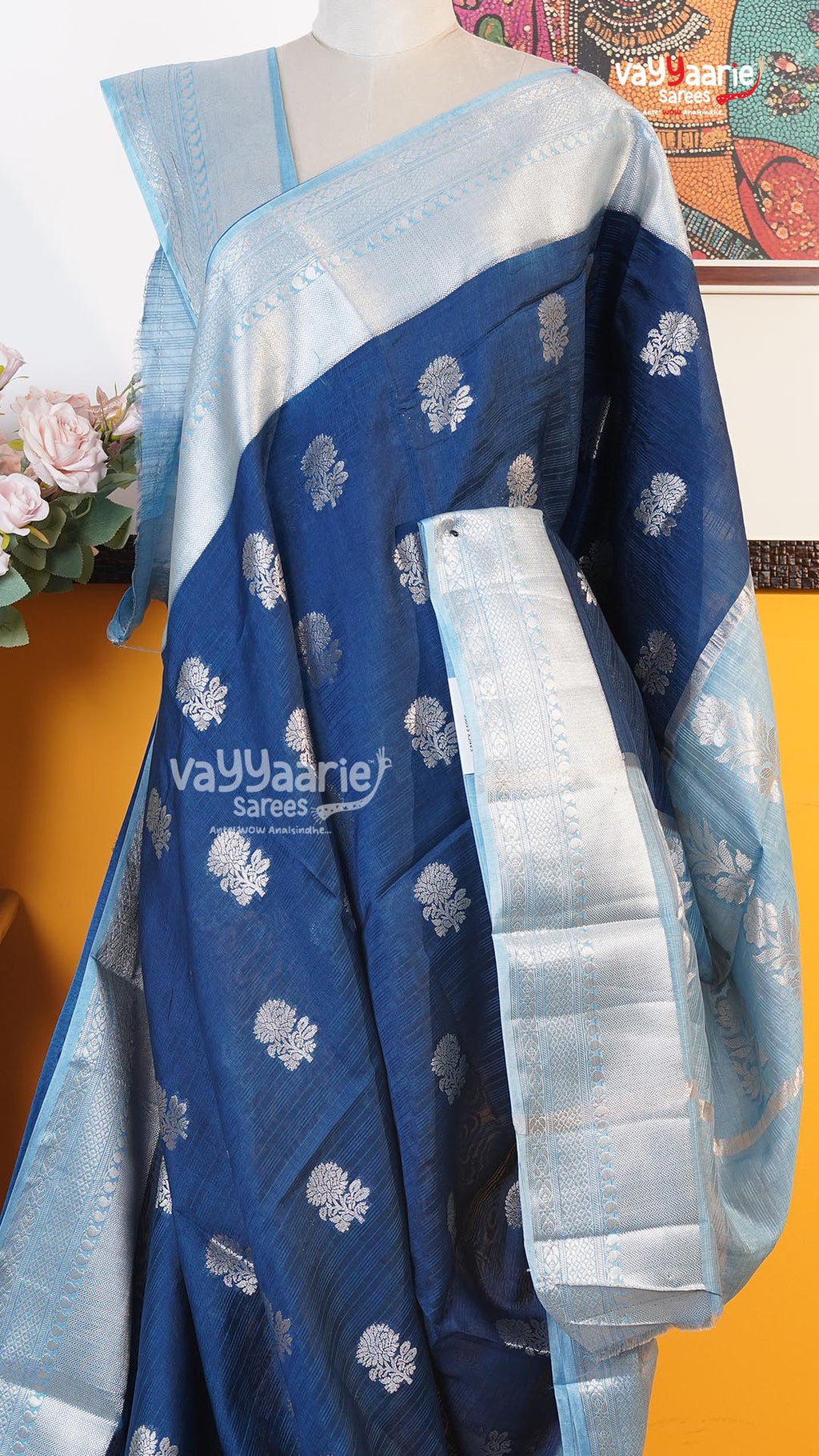 Blue Mushroom Saree | Fancy Ethnic Wear Saree | Vayyaarie Sarees