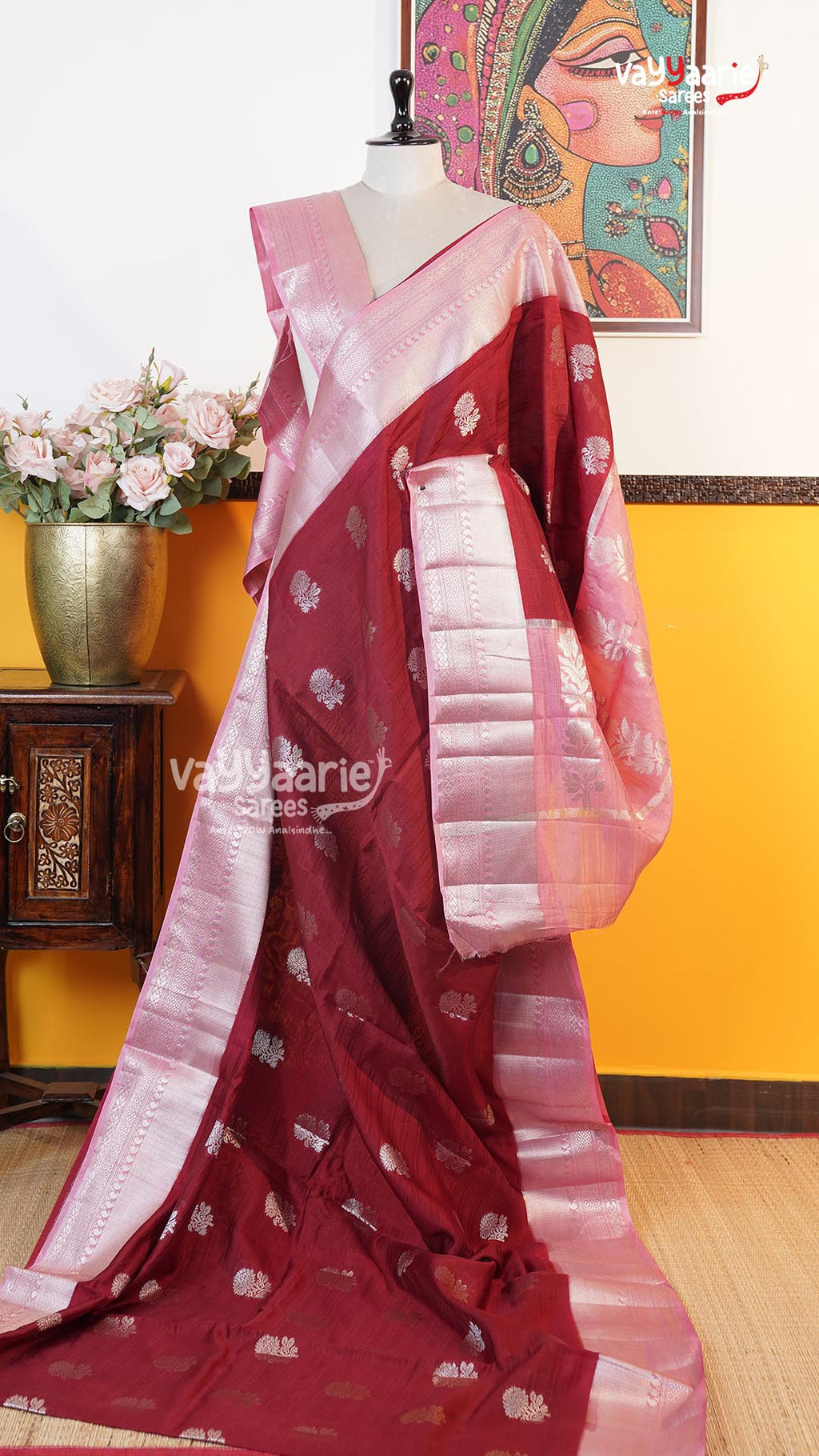 Maroon Mushroom Saree | Fancy Ethnic Wear Saree | Vayyaarie Sarees