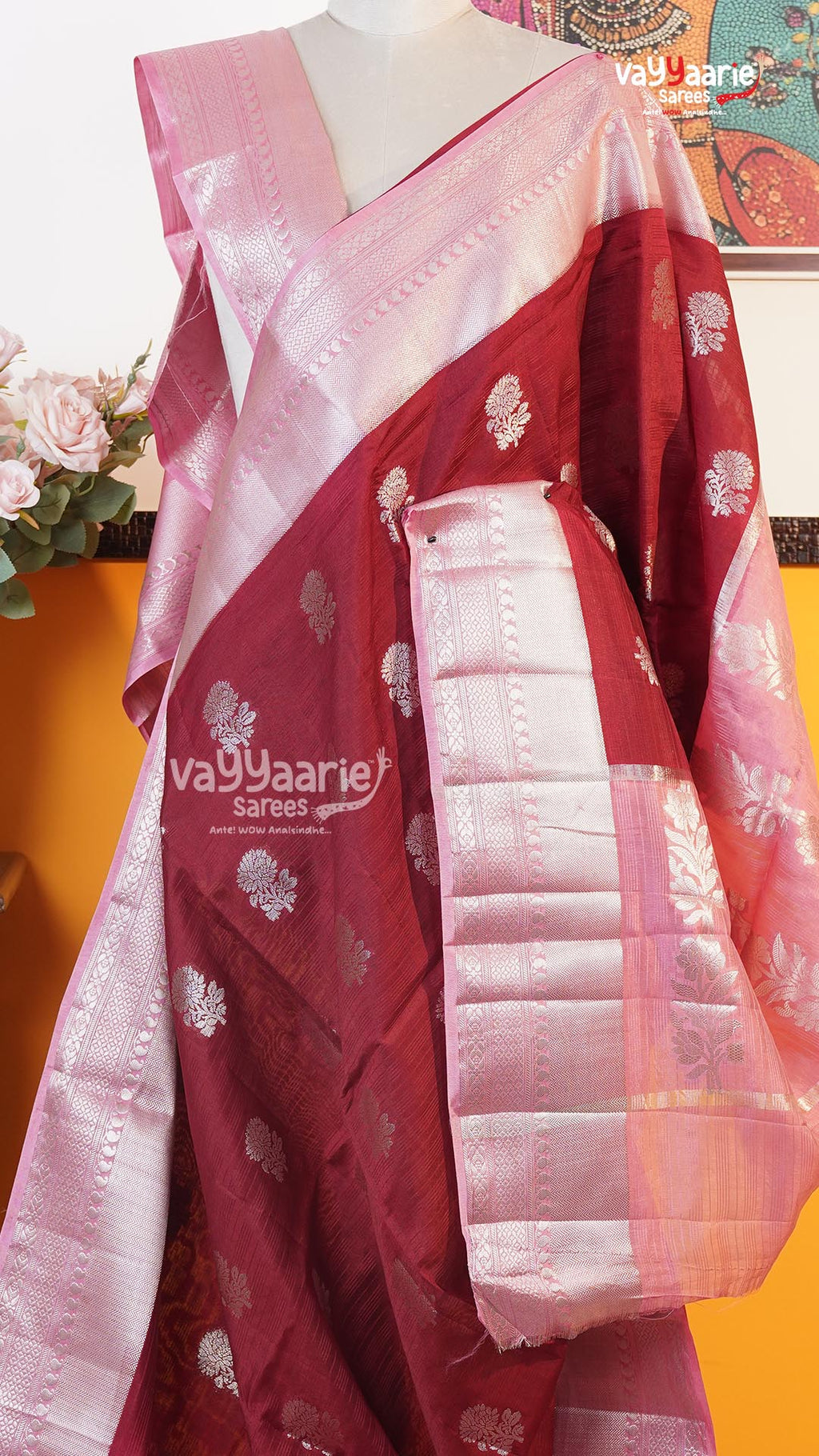 Maroon Mushroom Saree | Fancy Ethnic Wear Saree | Vayyaarie Sarees