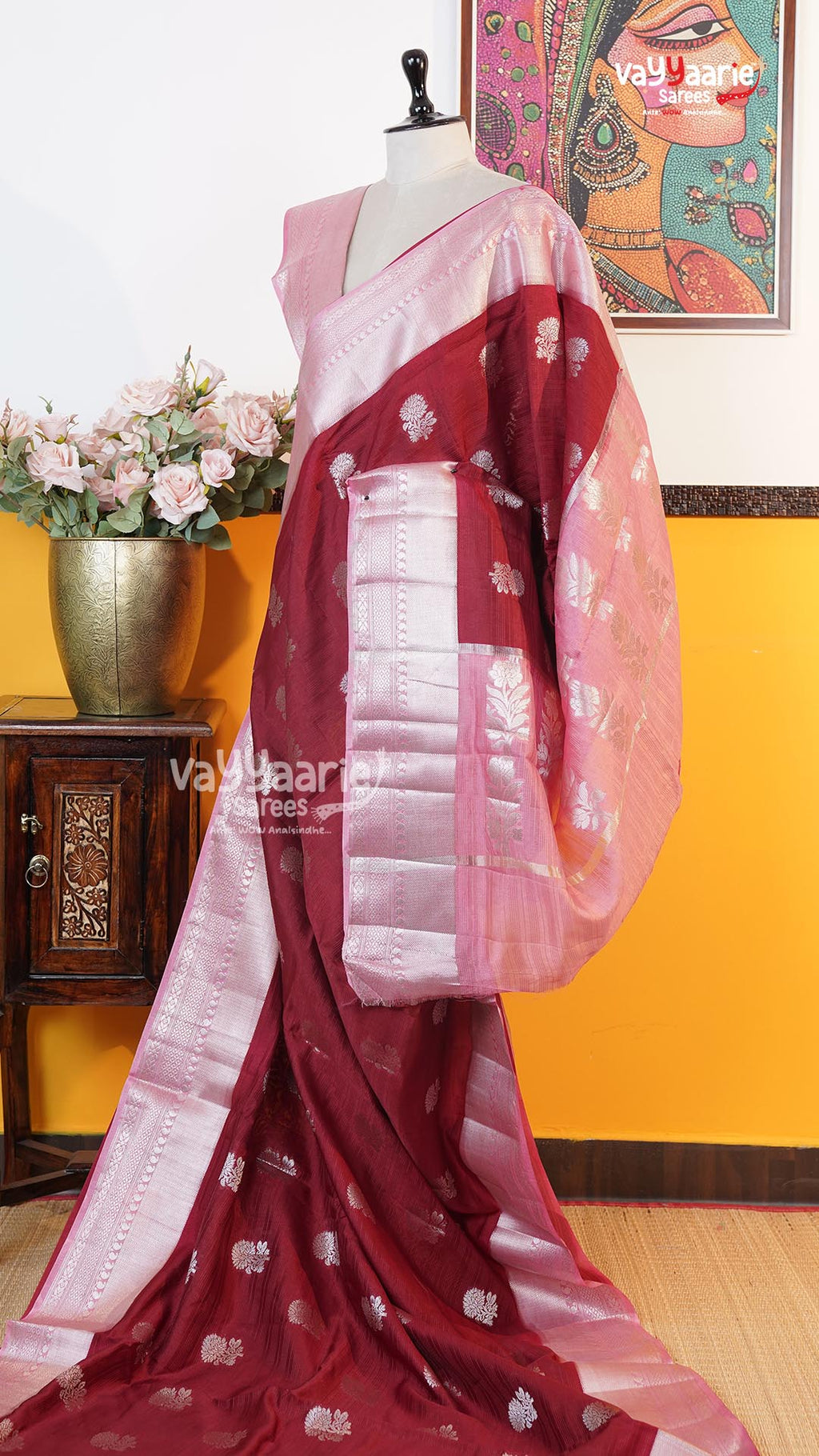 Maroon Mushroom Saree | Fancy Ethnic Wear Saree | Vayyaarie Sarees