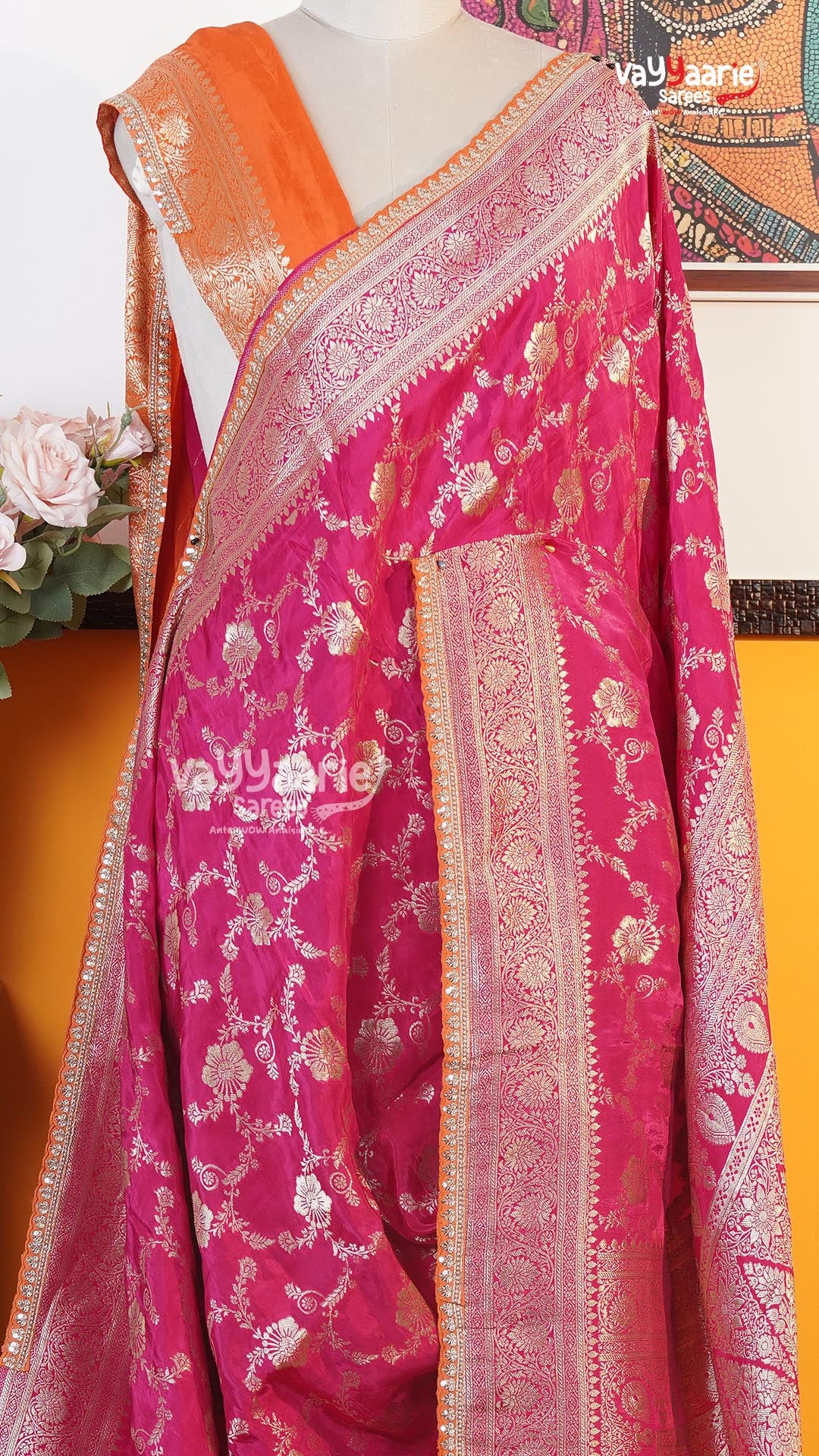 Rani Pink Fancy Saree | Traditional Ethnic Saree | Vayyaarie Sarees