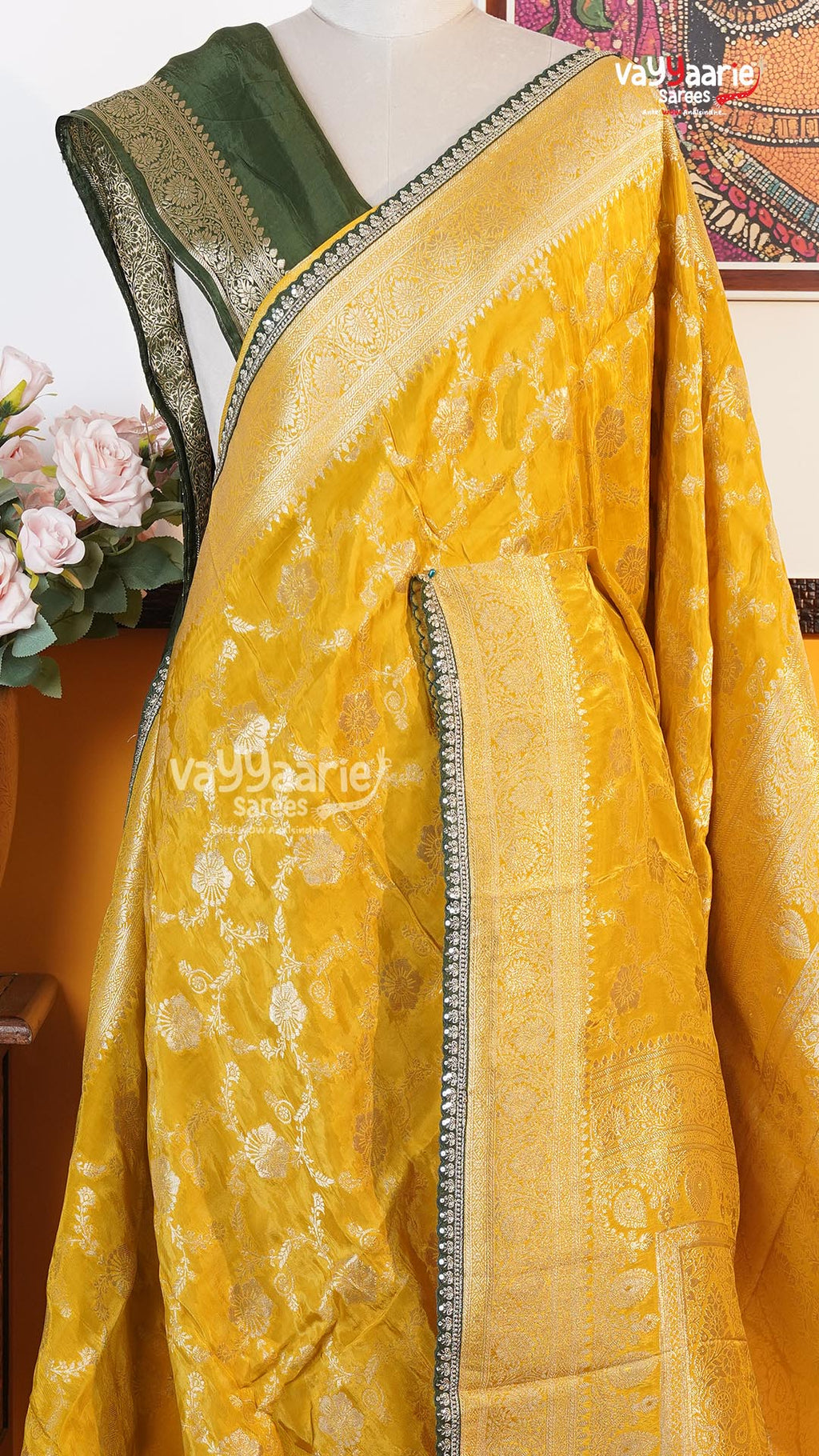 Gold Fancy Saree | Traditional Ethnic Saree | Vayyaarie Sarees