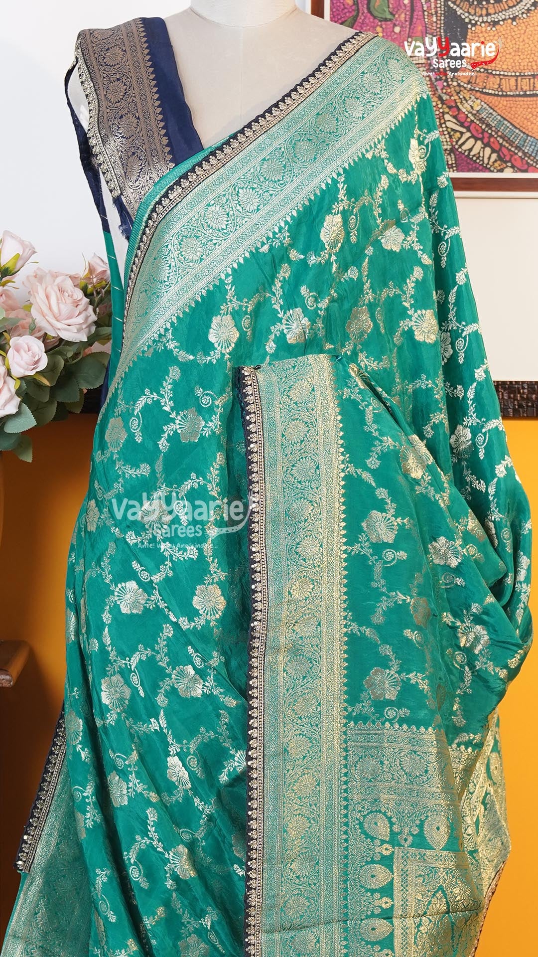 Rama Green Fancy Saree | Traditional Ethnic Saree | Vayyaarie Sarees