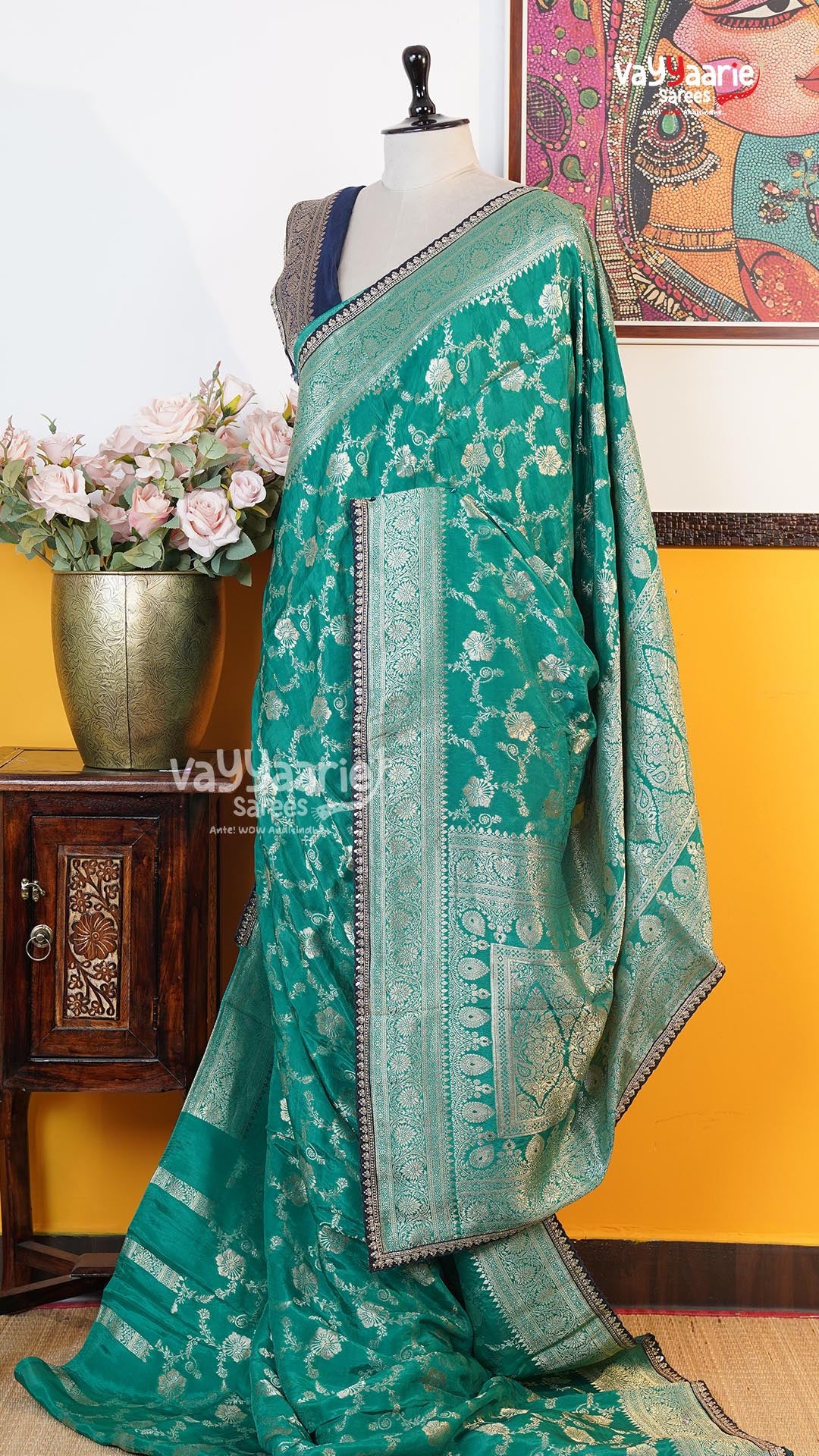 Rama Green Fancy Saree | Traditional Ethnic Saree | Vayyaarie Sarees