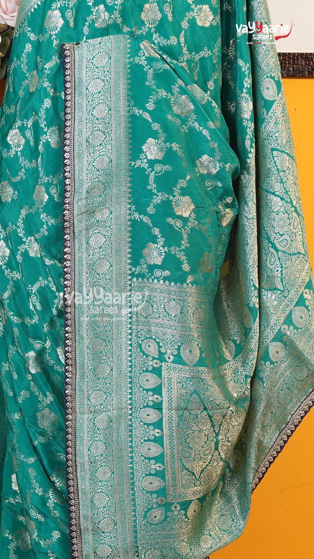 Rama Green Fancy Saree | Traditional Ethnic Saree | Vayyaarie Sarees