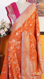 Orange Fancy Saree | Traditional Ethnic Saree | Vayyaarie Sarees
