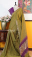 Mehendi Green Tusser Saree | Classic Handloom Saree | Vayyaarie Sarees