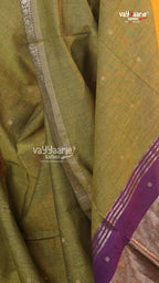 Mehendi Green Tusser Saree | Classic Handloom Saree | Vayyaarie Sarees