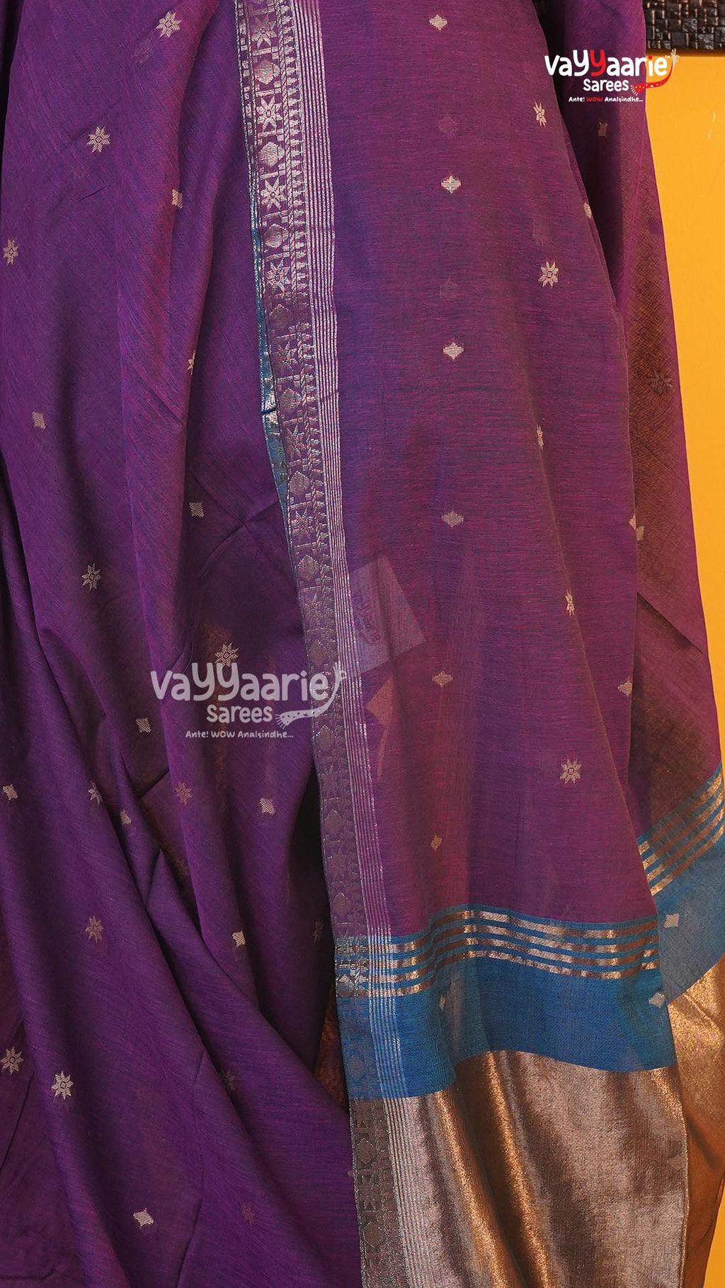 Violet Tusser Saree | Classic Handloom Saree | Vayyaarie Sarees