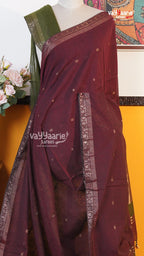Brown Tusser Saree | Classic Handloom Saree | Vayyaarie Sarees