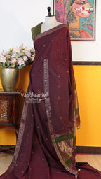 Brown Tusser Saree | Classic Handloom Saree | Vayyaarie Sarees