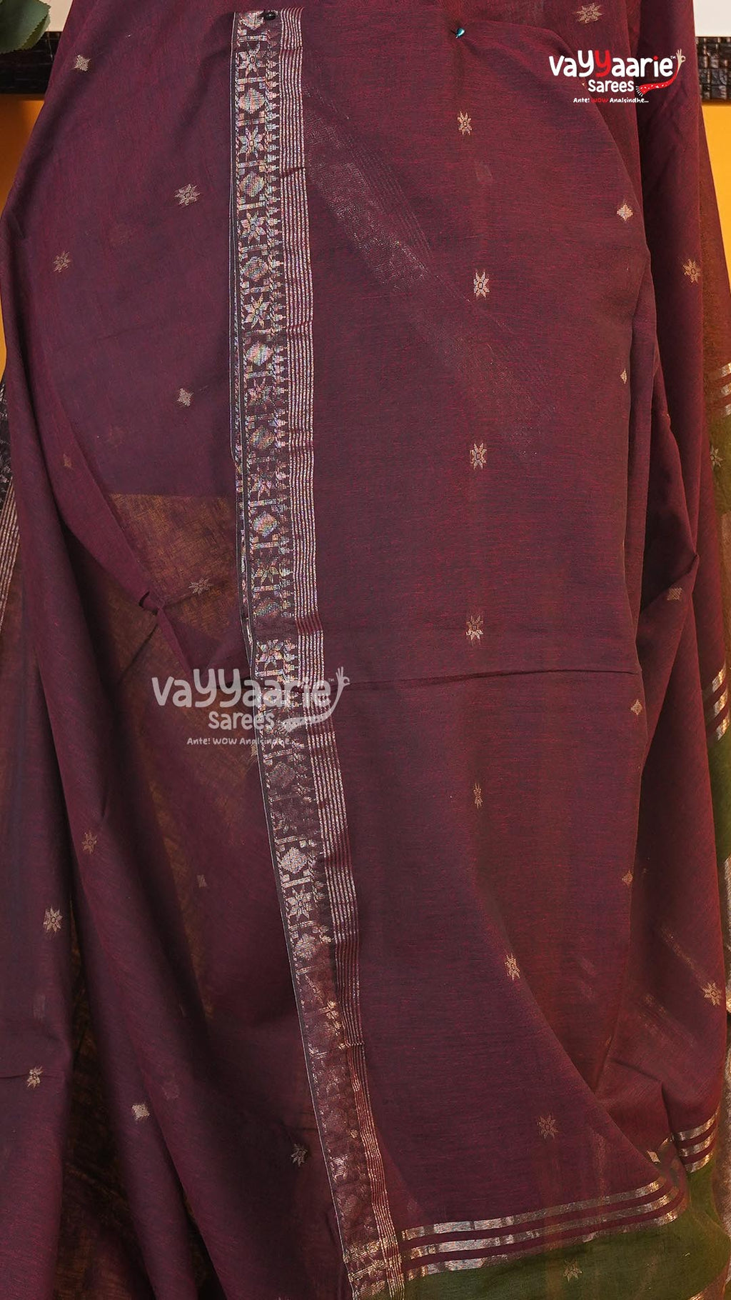 Brown Tusser Saree | Classic Handloom Saree | Vayyaarie Sarees