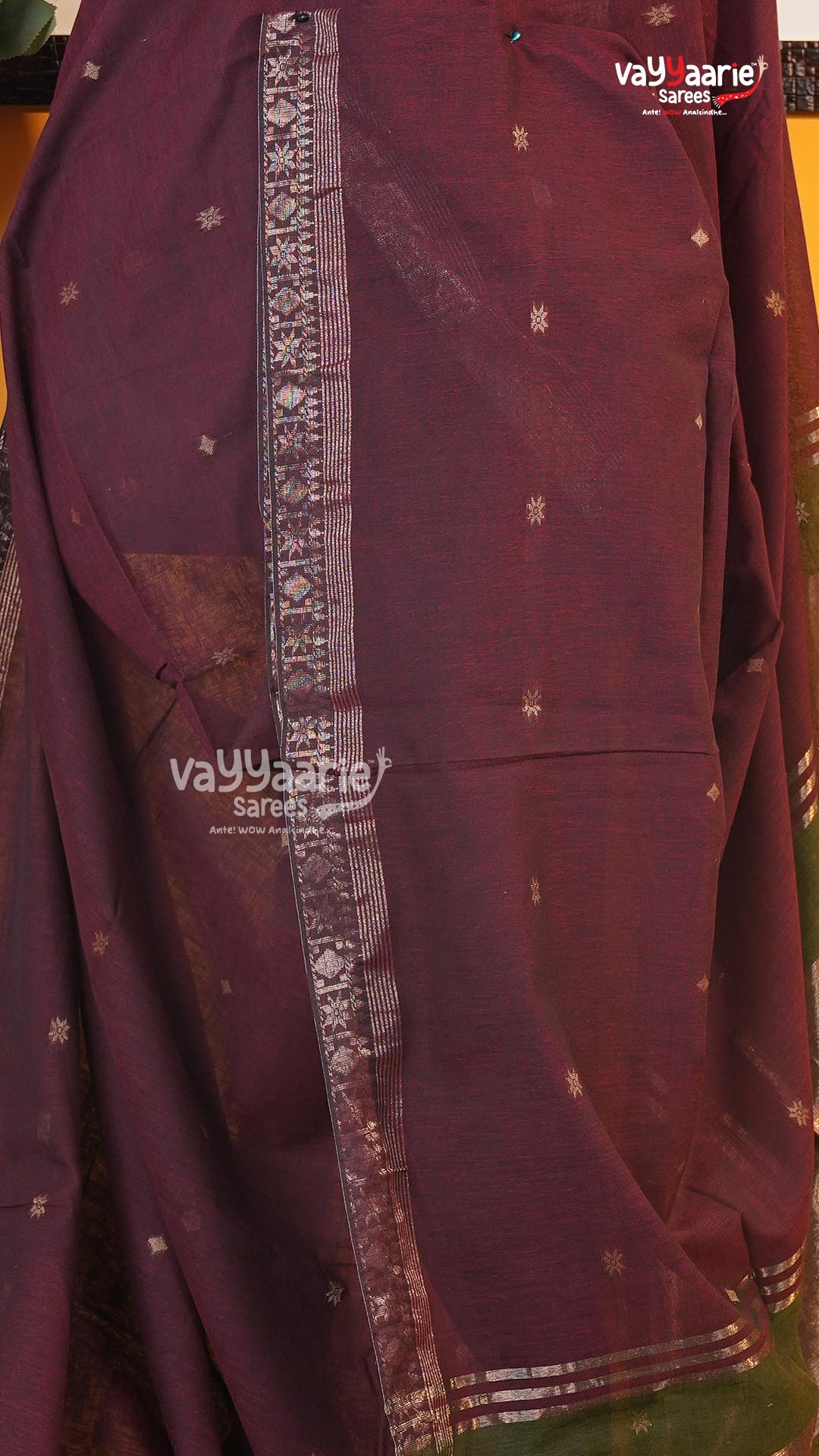 Brown Tusser Saree | Classic Handloom Saree | Vayyaarie Sarees