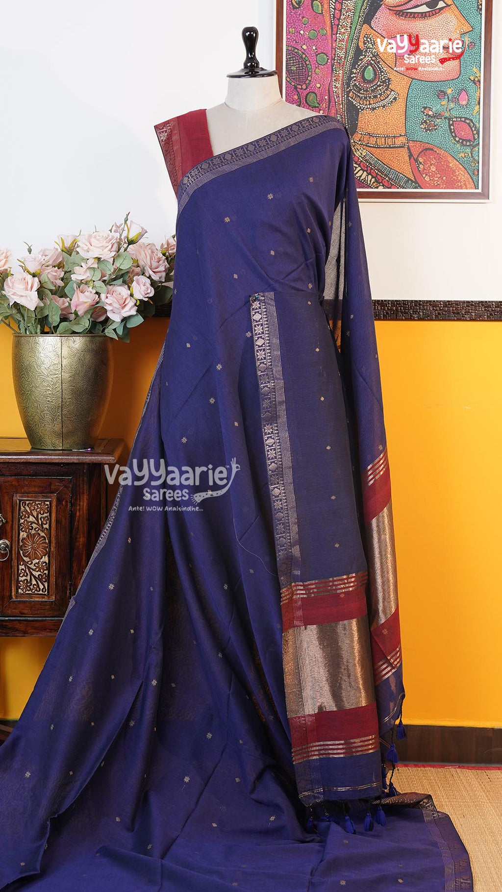 Violet Tusser Saree | Classic Handloom Saree | Vayyaarie Sarees