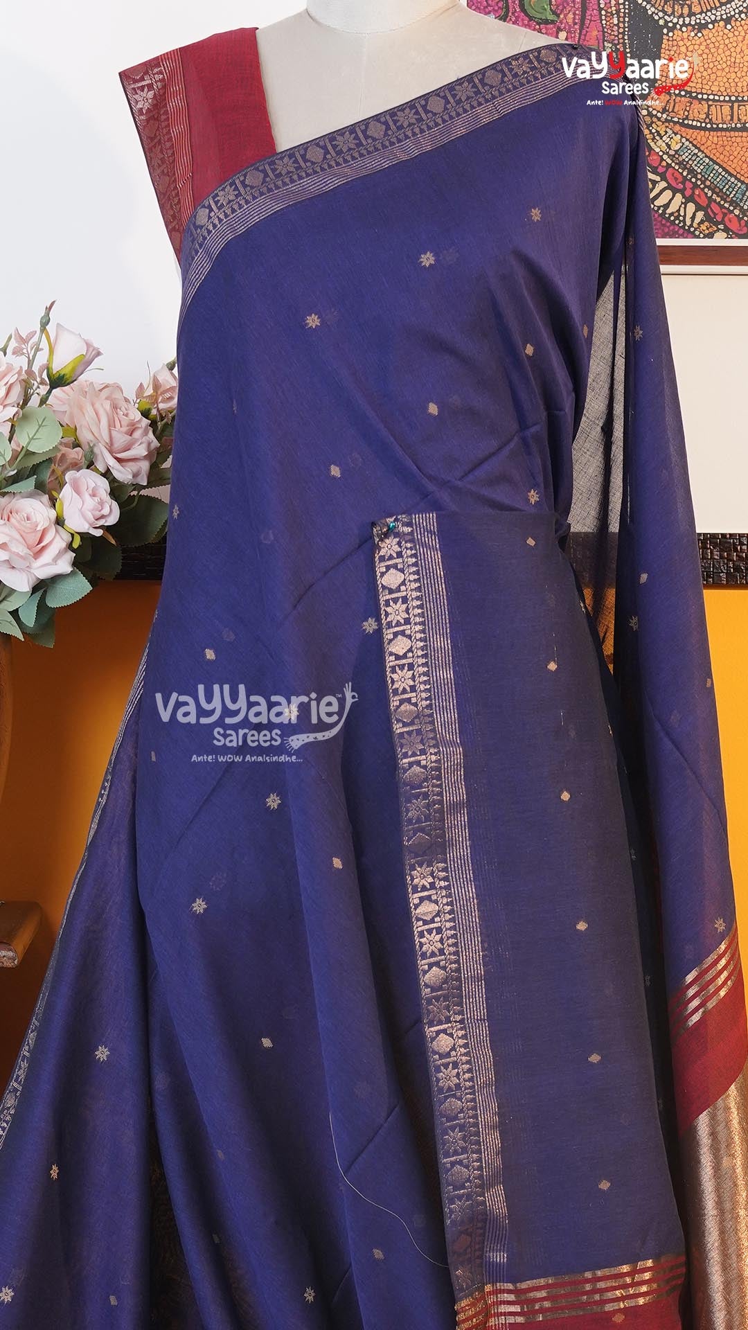 Violet Tusser Saree | Classic Handloom Saree | Vayyaarie Sarees