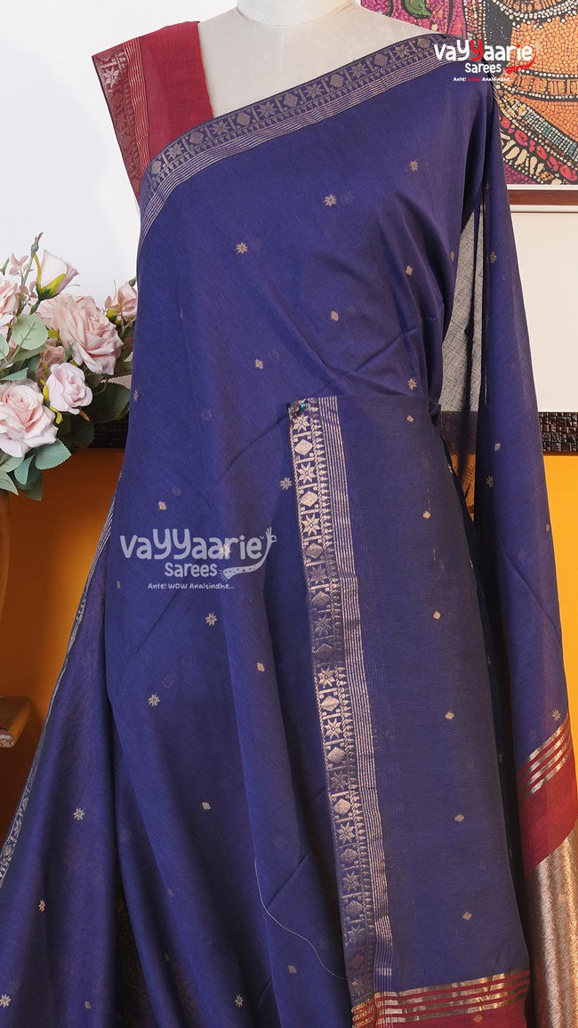 Violet Tusser Saree | Classic Handloom Saree | Vayyaarie Sarees Main Image