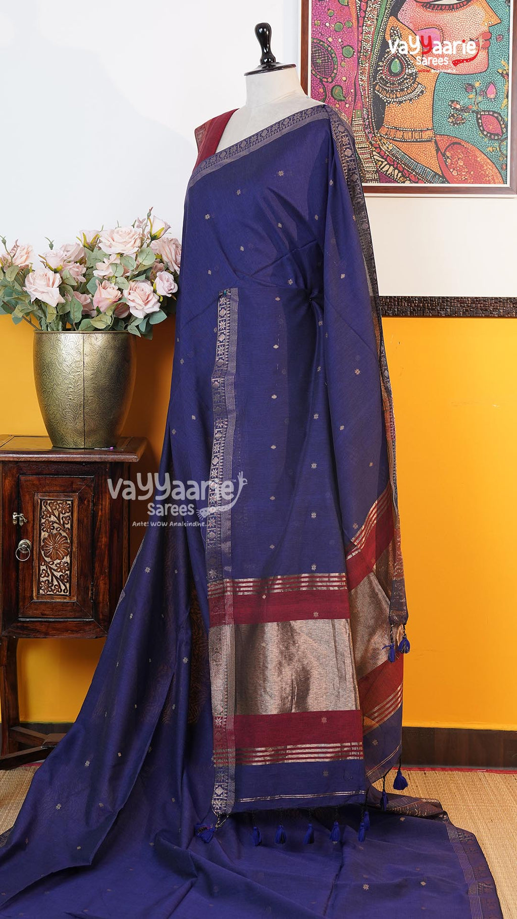 Violet Tusser Saree | Classic Handloom Saree | Vayyaarie Sarees
