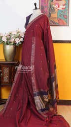 Maroon Tusser Saree | Classic Handloom Saree | Vayyaarie Sarees