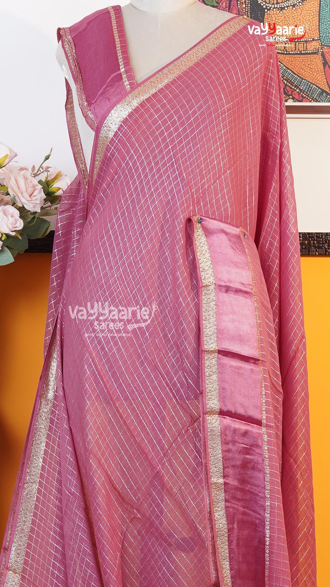 Onion Pink Chiffon Saree | Fancy Ethnic Wear Saree | Vayyaarie Sarees