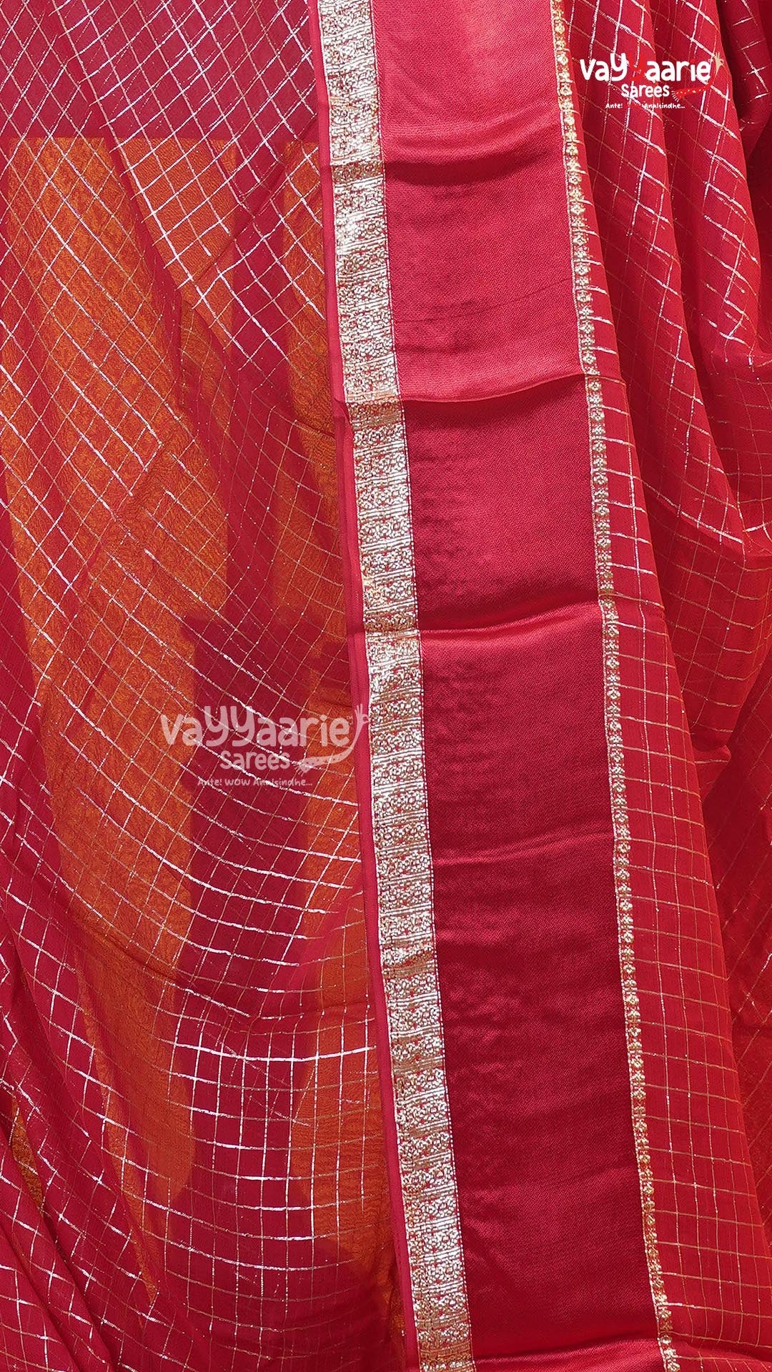 Red Chiffon Saree | Fancy Ethnic Wear Saree | Vayyaarie Sarees