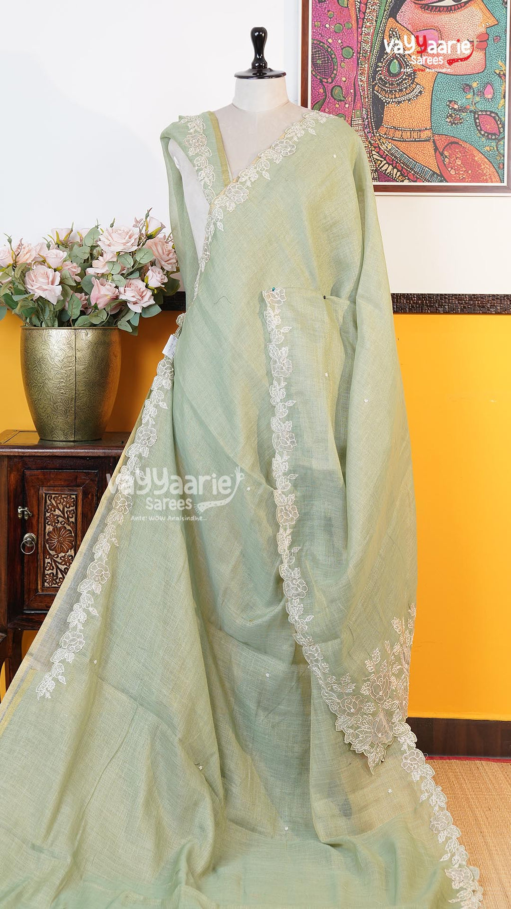 Pista Green Fancy Saree | Fancy Ethnic Wear Saree | Vayyaarie Sarees