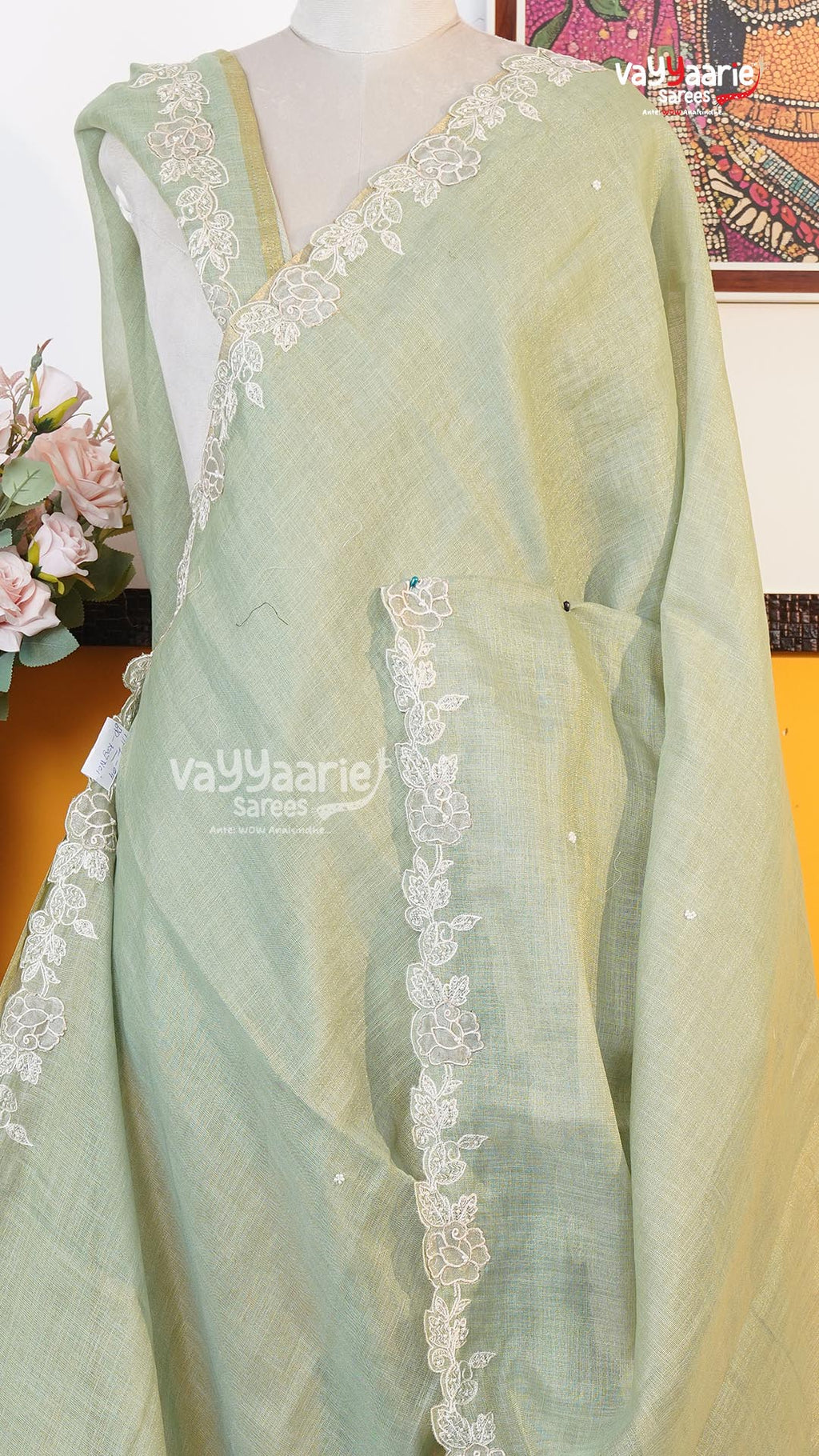 Pista Green Fancy Saree | Fancy Ethnic Wear Saree | Vayyaarie Sarees